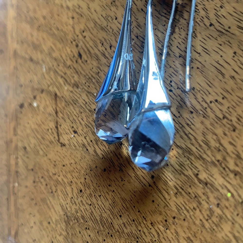 Caroline Neron silver and Swarovski crystal drop earrings